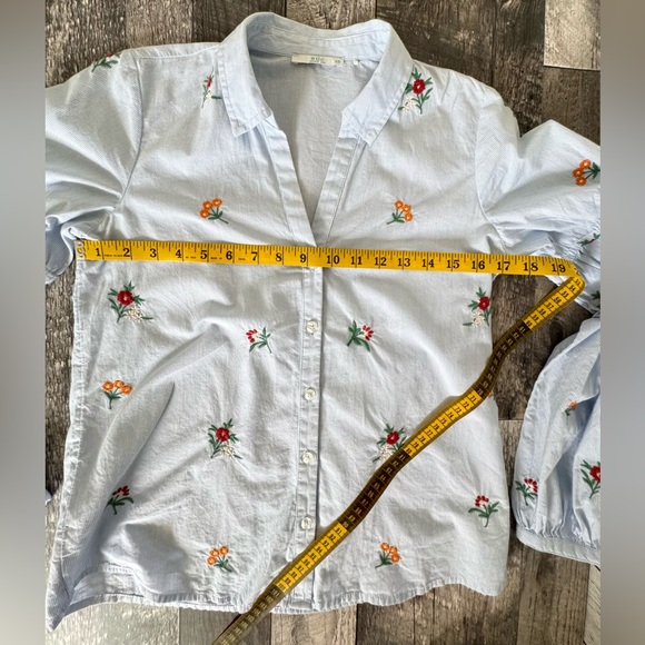EDC Striped Bohemian Button Down with Floral Embroidery, Sz XS - Picture 8 of 9